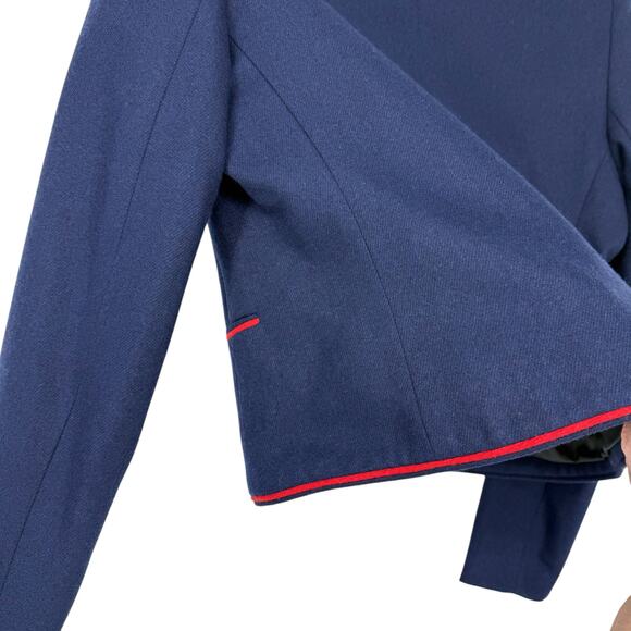 Vintage Navy Red Glen Aire Wool Feel Blazer Sz 9/10 Preppy Y2K 90s Old Money - Picture 4 of 15